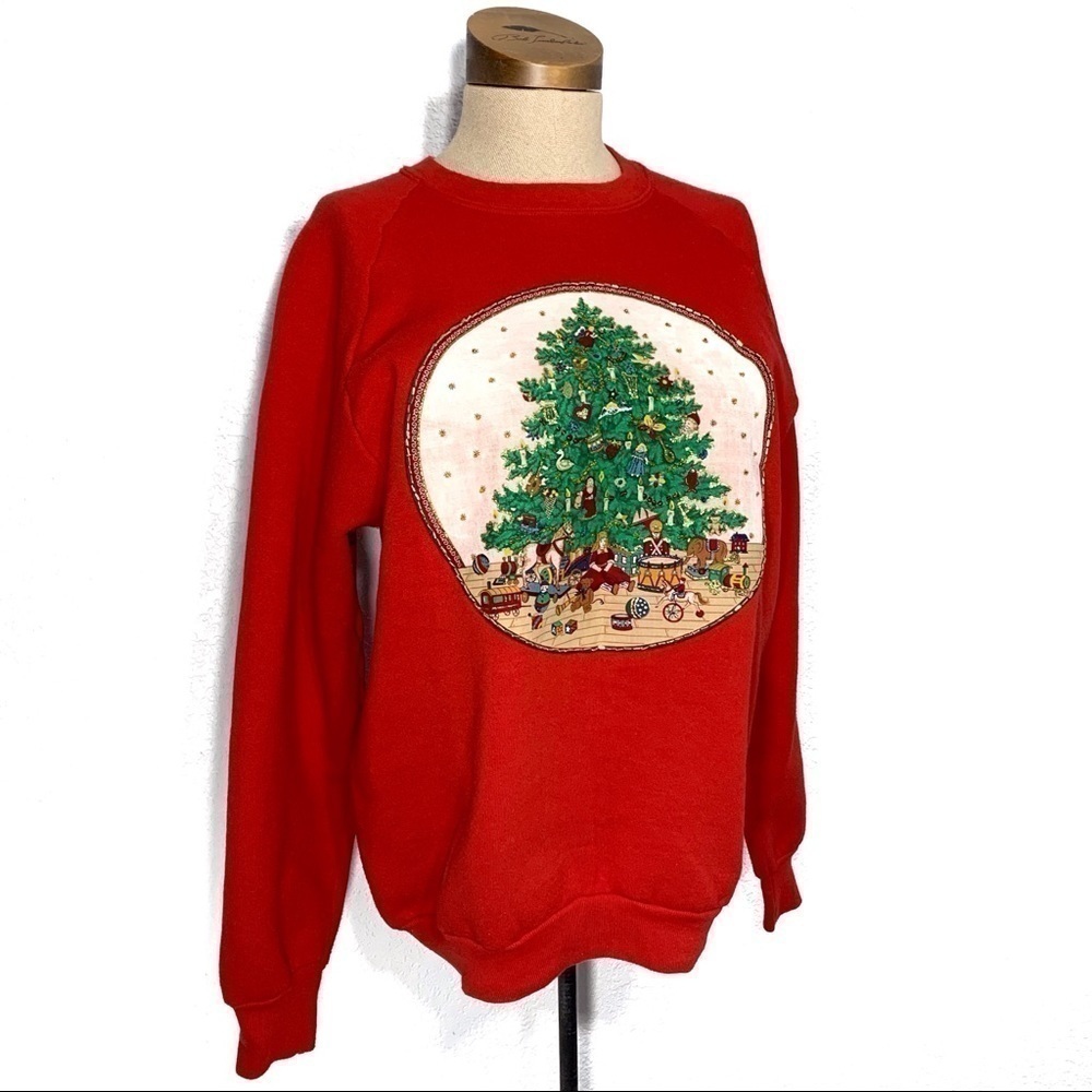 Vintage Hand beaded Christmas Sweatshirt - Picture 1 of 5